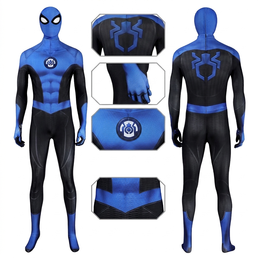 Peter Parker New Blue Cosplay Bodysuit Marvel’s Spider-Man 2 Costume Full Set