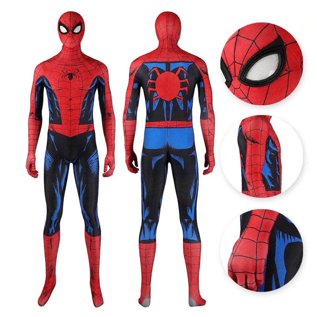Spiderman Vintage Comic Book Suit Printed Cosplay Costume