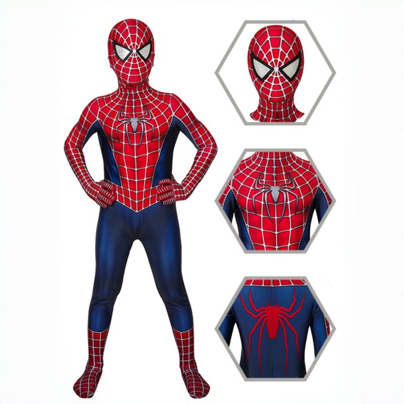 Spider Man 2 Costume Tobey Maguire Cosplay Jumpsuit Kids Size