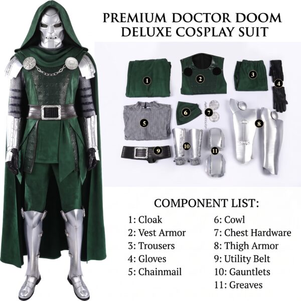 Doctor Doom Costume Avengers Doomsday Cosplay Suit Full Set - Upgrade Ver.
