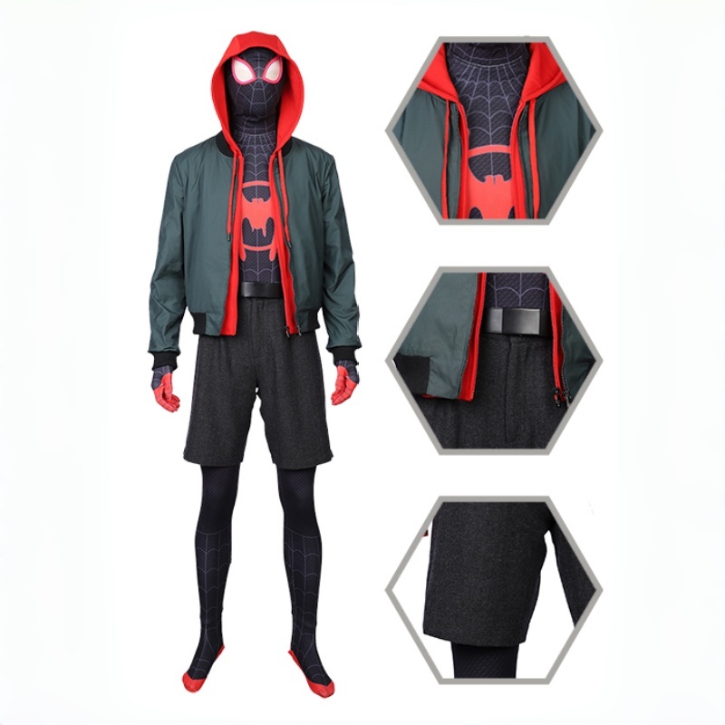 Miles Morales Costume Into the Spider Verse Man Cosplay Suit Ver 2