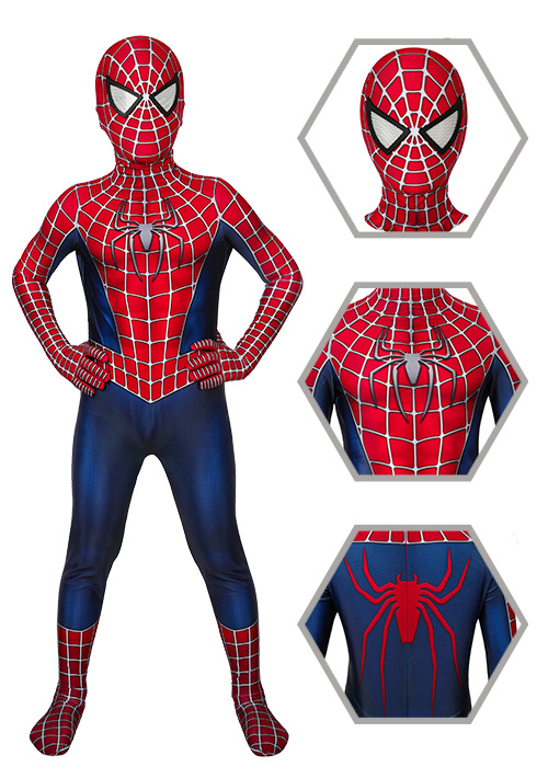 Spider Man 2 Costume Tobey Maguire Cosplay Jumpsuit Kids Size